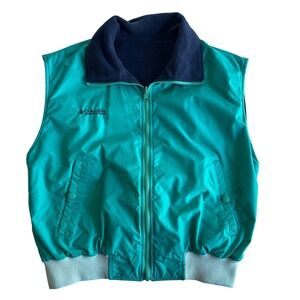 VTG Columbia Sportswear Women's Reversible Vest Teal Blue Fleece Size Large